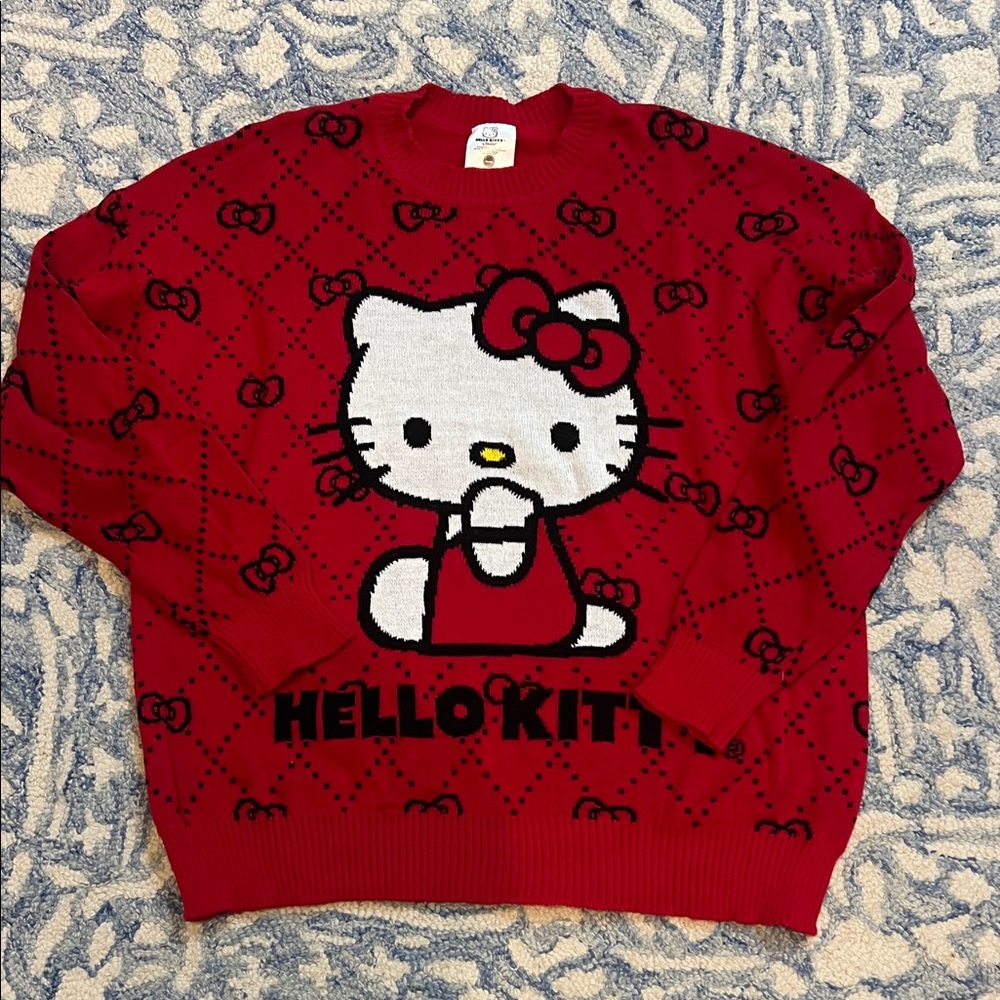 Hello Kitty Red and Black Crew Neck Sweater
